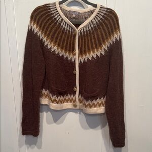 J. Crew Brown and Cream Women's Cardigan